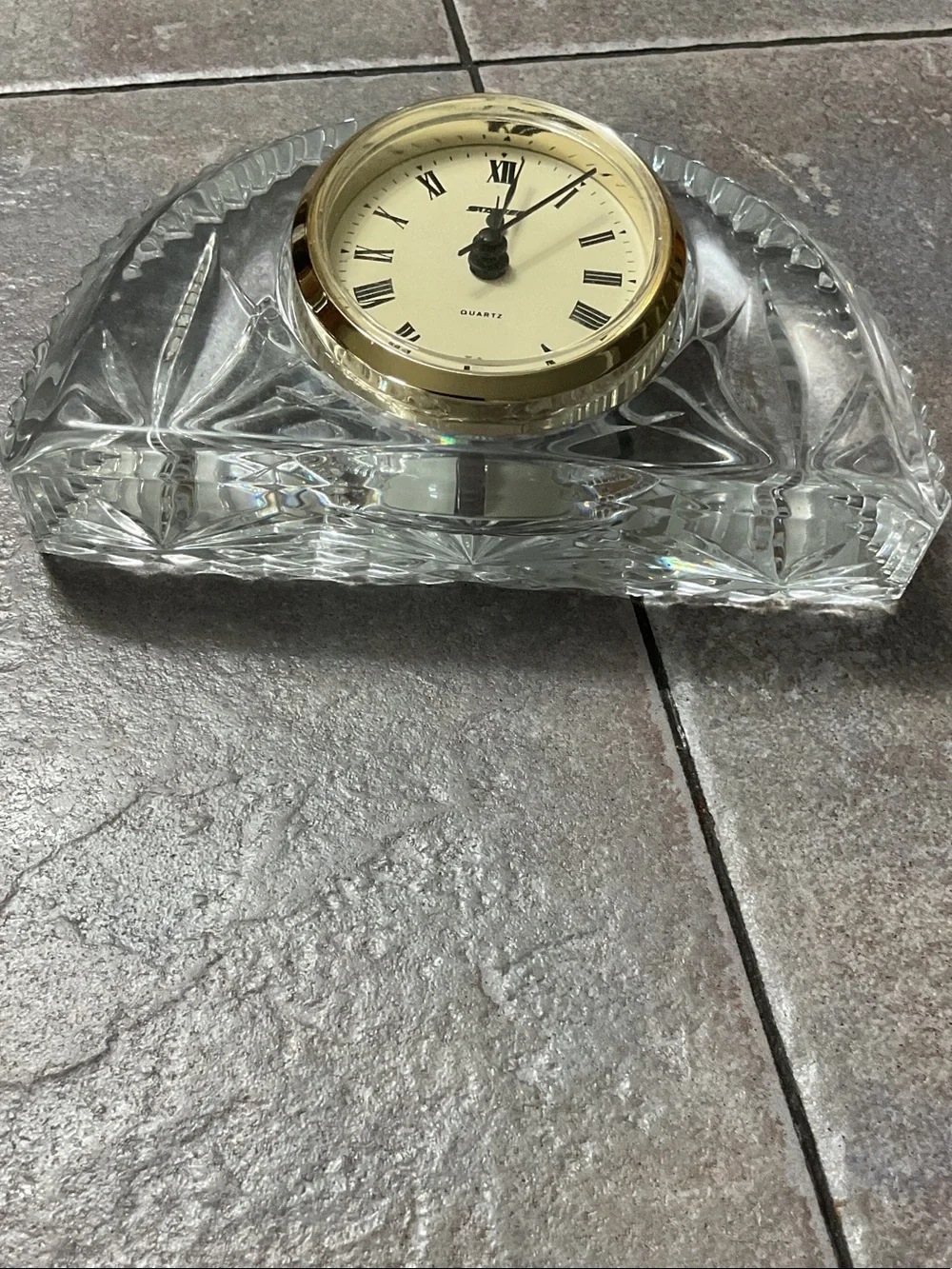 Crystal Mantel Clock with Gold Bezel - Clear